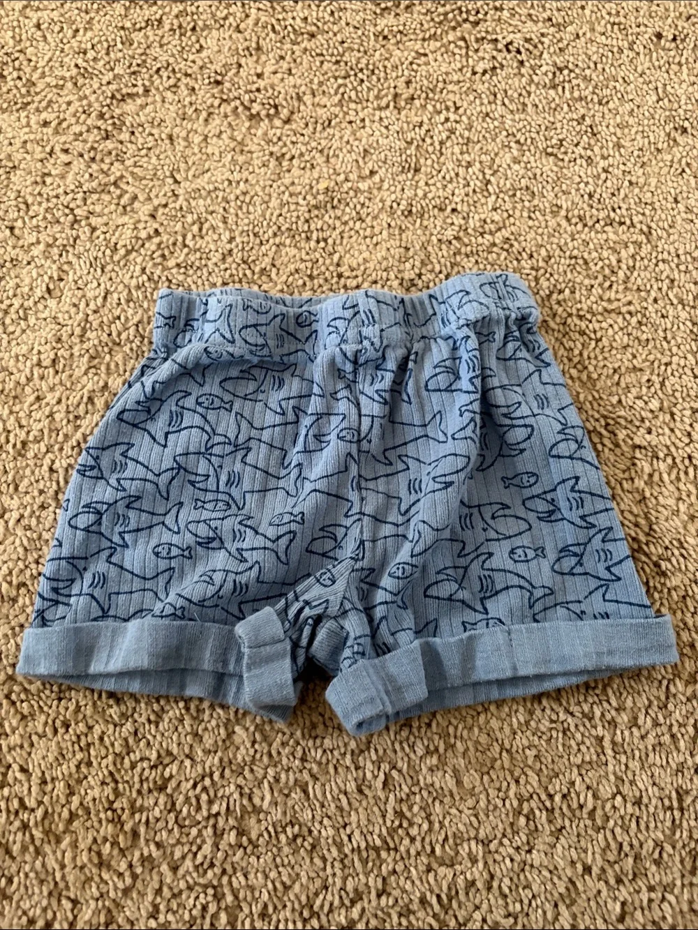 Blue Shark-Print Kids Matching Set - Sleeveless Romper & Shorts